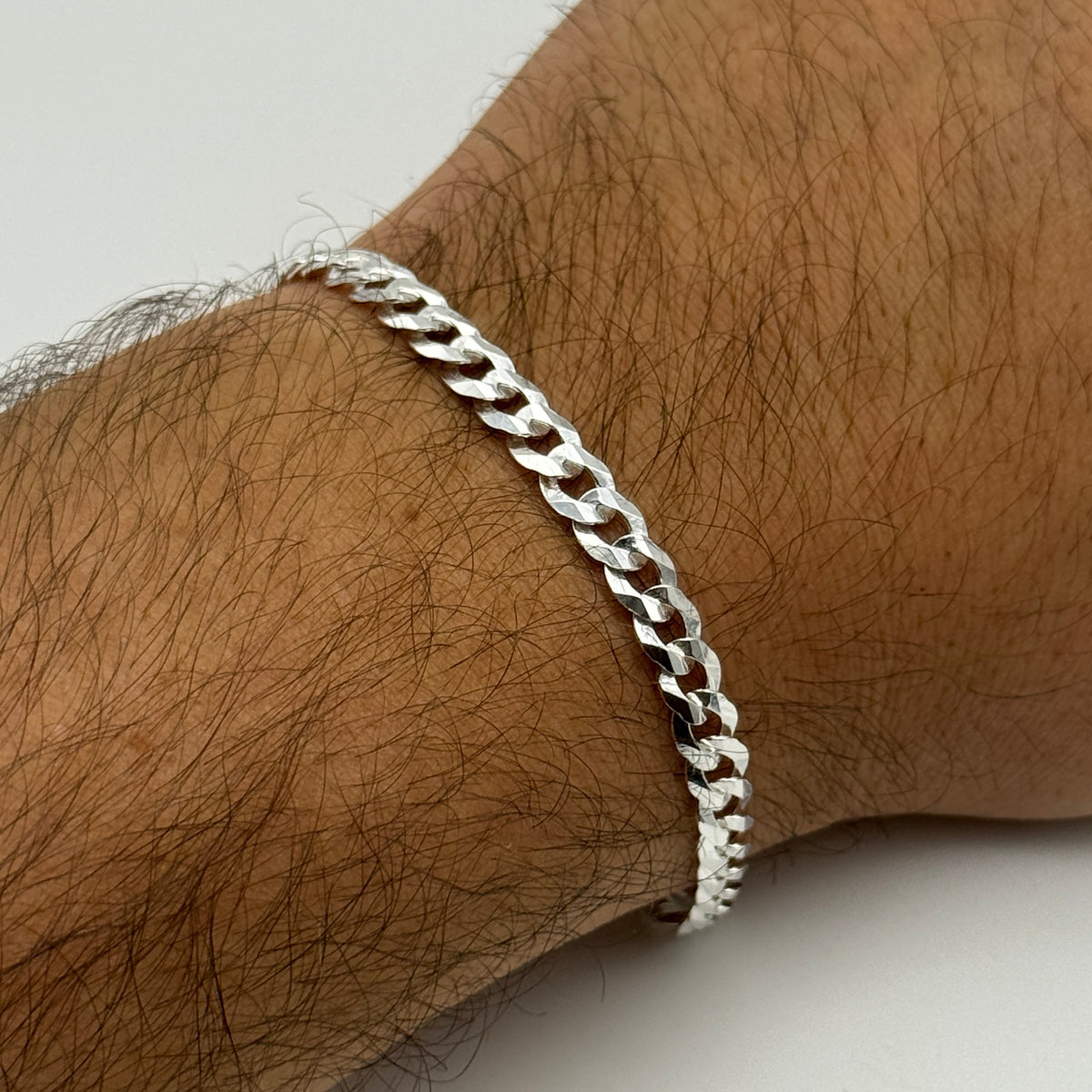 925 Sterling Silver 6mm Flat Curb Bracelet 8 Inch