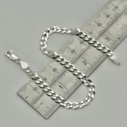 925 Sterling Silver 5mm Flat Curb Bracelet 8 Inch