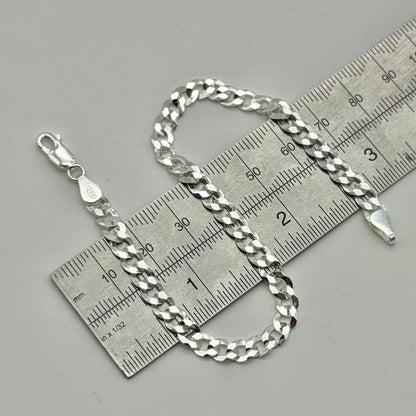 925 Sterling Silver 6mm Flat Curb Bracelet 8 Inch