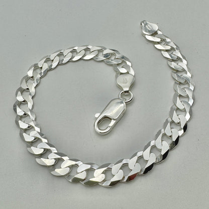 925 Sterling Silver 7mm Flat Curb Bracelet 8 Inch