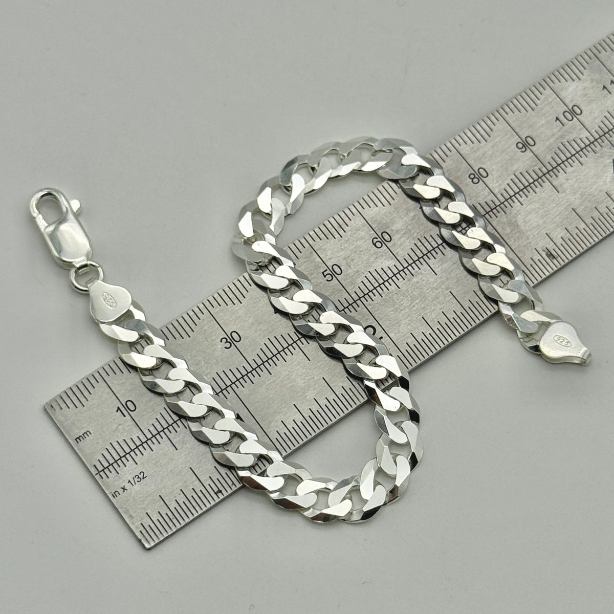 925 Sterling Silver 7mm Flat Curb Bracelet 8 Inch