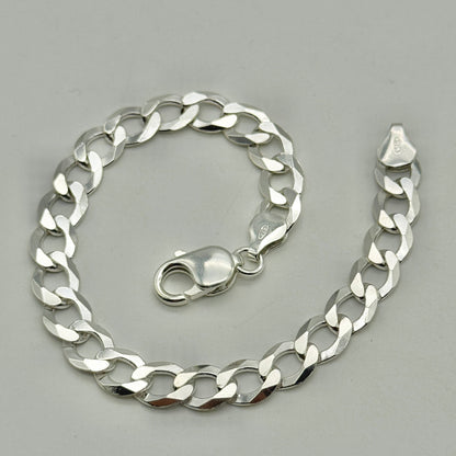 925 Sterling Silver 8mm Flat Curb Bracelet 8 Inch