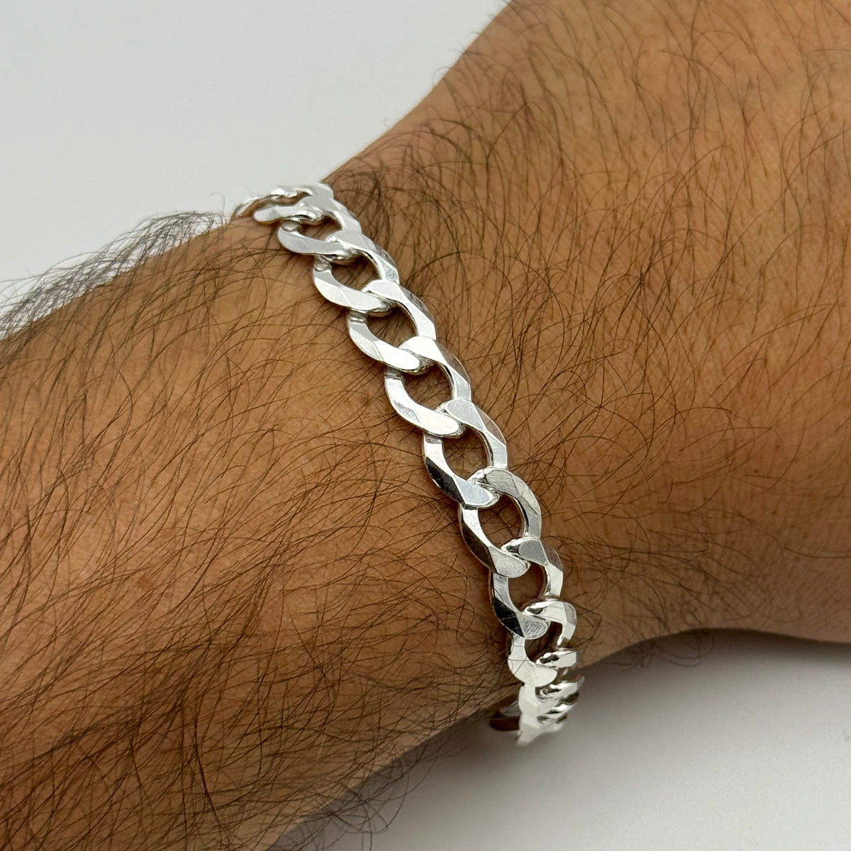 925 Sterling Silver 8mm Flat Curb Bracelet 8 Inch