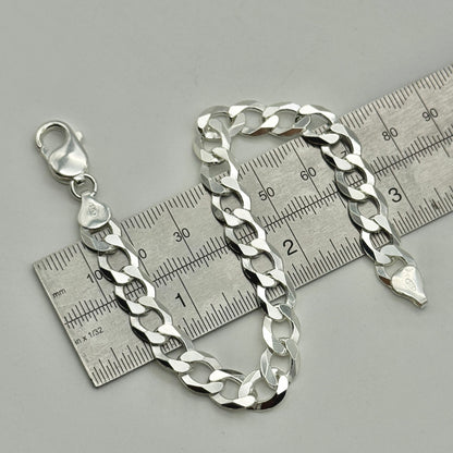 925 Sterling Silver 8mm Flat Curb Bracelet 8 Inch