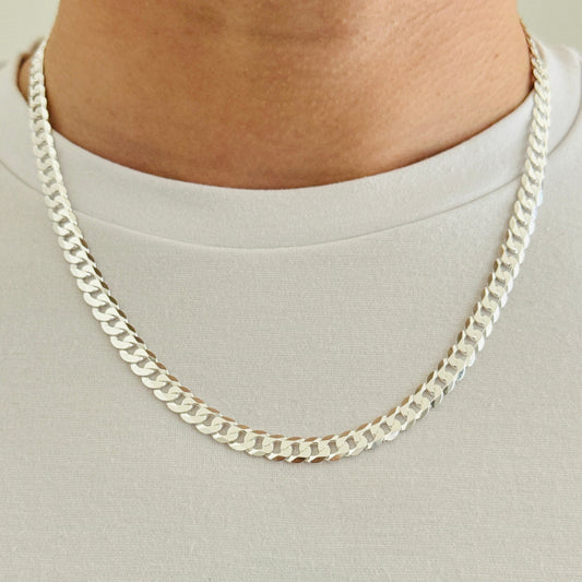 925 Sterling Silver Mens 7mm Curb Chain