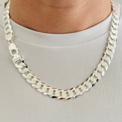 925 Sterling Silver Mens 12mm Heavy Curb Chain