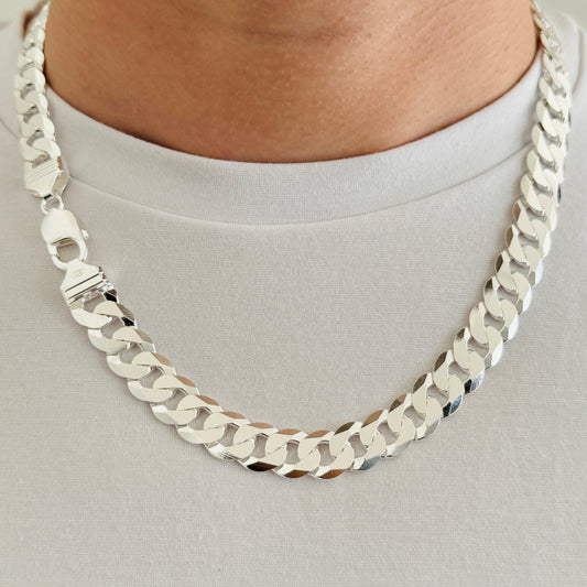 925 Sterling Silver Mens 12mm Heavy Curb Chain