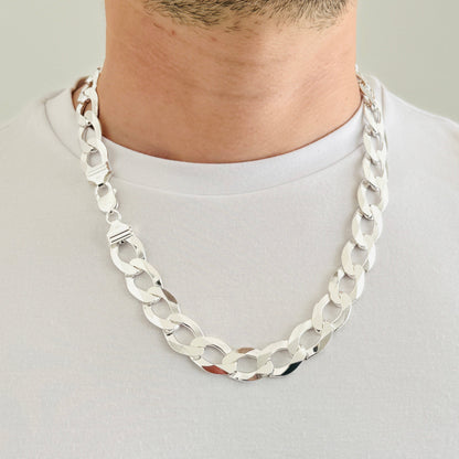925 Sterling Silver Mens 16mm Heavy Open Curb Chain