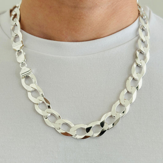 925 Sterling Silver Mens 16mm Heavy Open Curb Chain