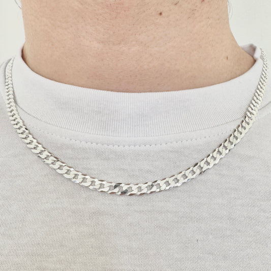 925 Sterling Silver Mens 5.5mm Curb Chain
