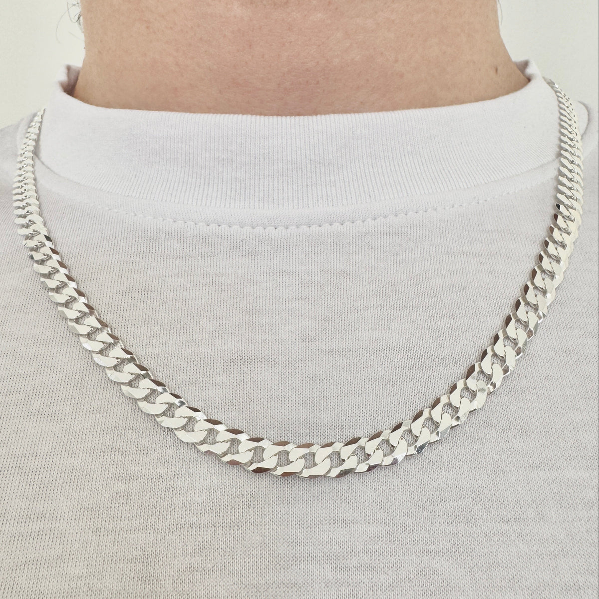 925 Sterling Silver Mens 6.5mm Curb Chain