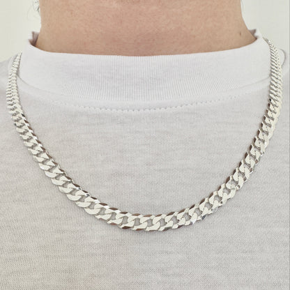 925 Sterling Silver Mens 6.5mm Curb Chain