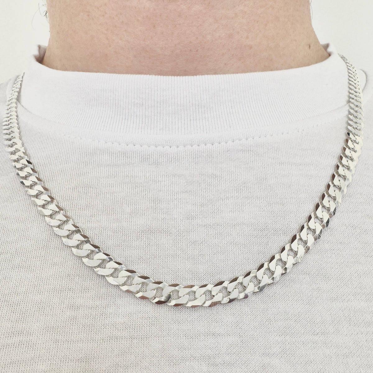 925 Sterling Silver Mens 6.5mm Curb Chain