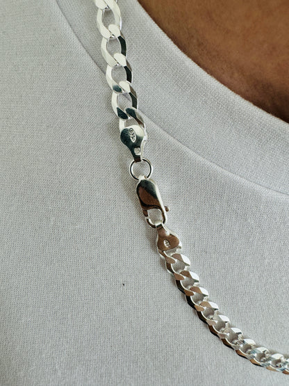 925 Sterling Silver 7mm Flat Open Curb Chain