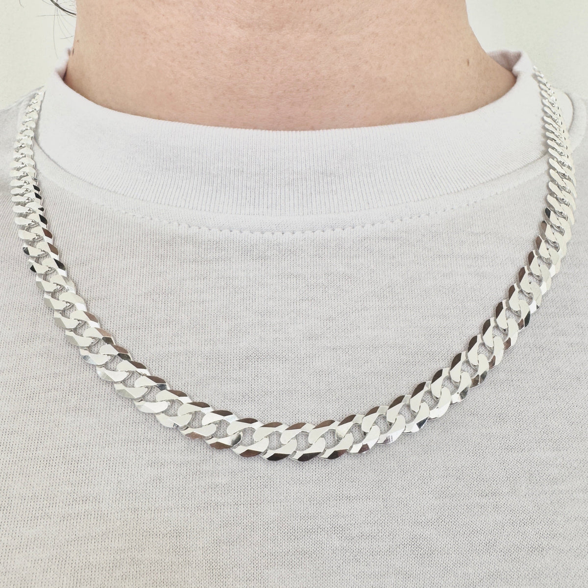 925 Sterling Silver Mens 8mm Heavy Curb Chain