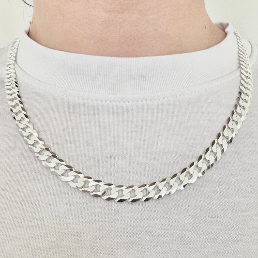 925 Sterling Silver Mens 8mm Heavy Curb Chain