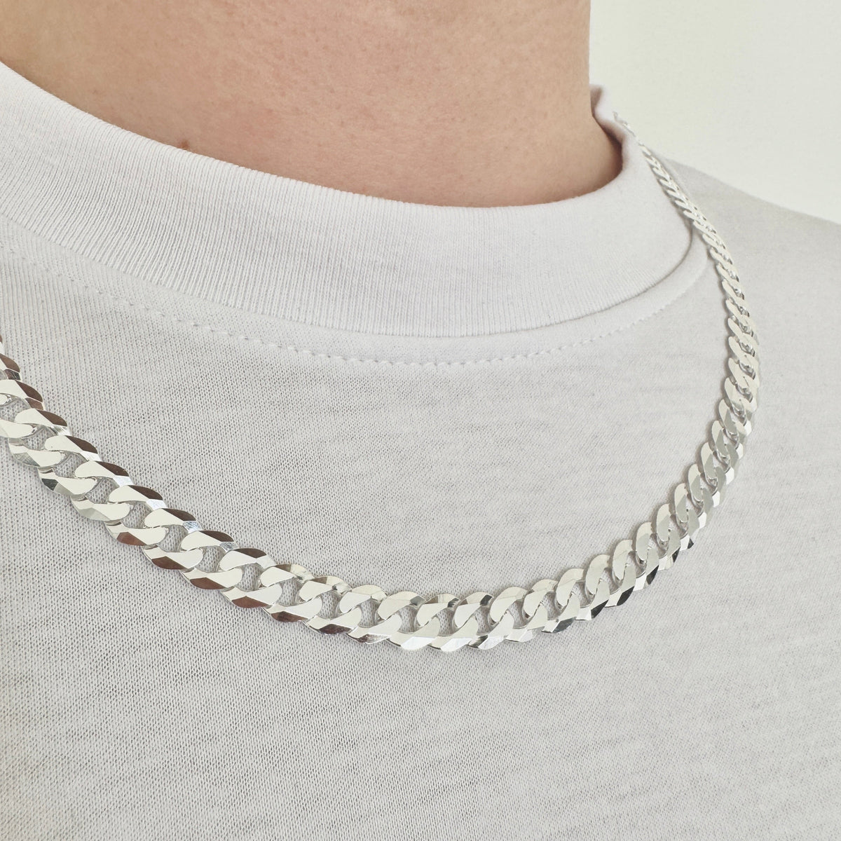 925 Sterling Silver Mens 8mm Heavy Curb Chain