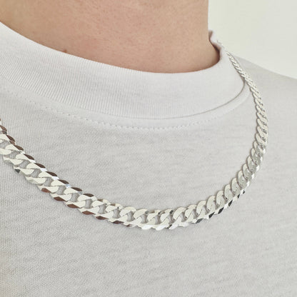 925 Sterling Silver Mens 8mm Heavy Curb Chain