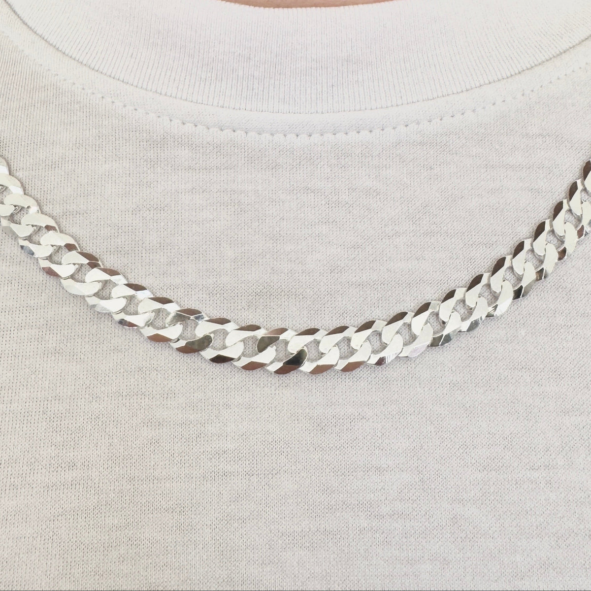 925 Sterling Silver Mens 8mm Heavy Curb Chain