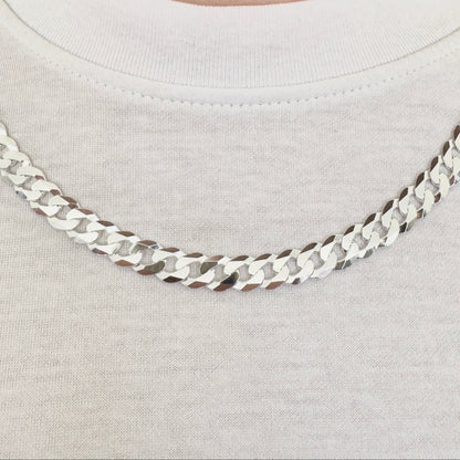 925 Sterling Silver Mens 8mm Heavy Curb Chain