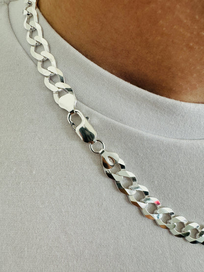 925 Sterling Silver Mens 9mm Flat Open Curb Chain