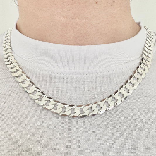 925 Sterling Silver Mens 10mm Heavy Curb Chain