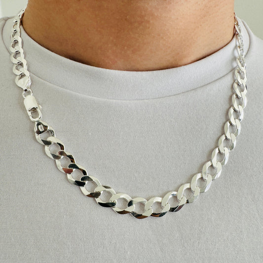 925 Sterling Silver Mens 10mm Curb Chain