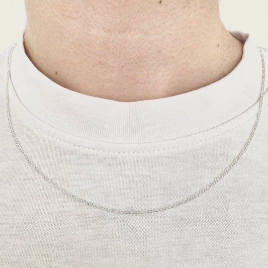 925 Sterling Silver 1mm Fine Figaro Chain