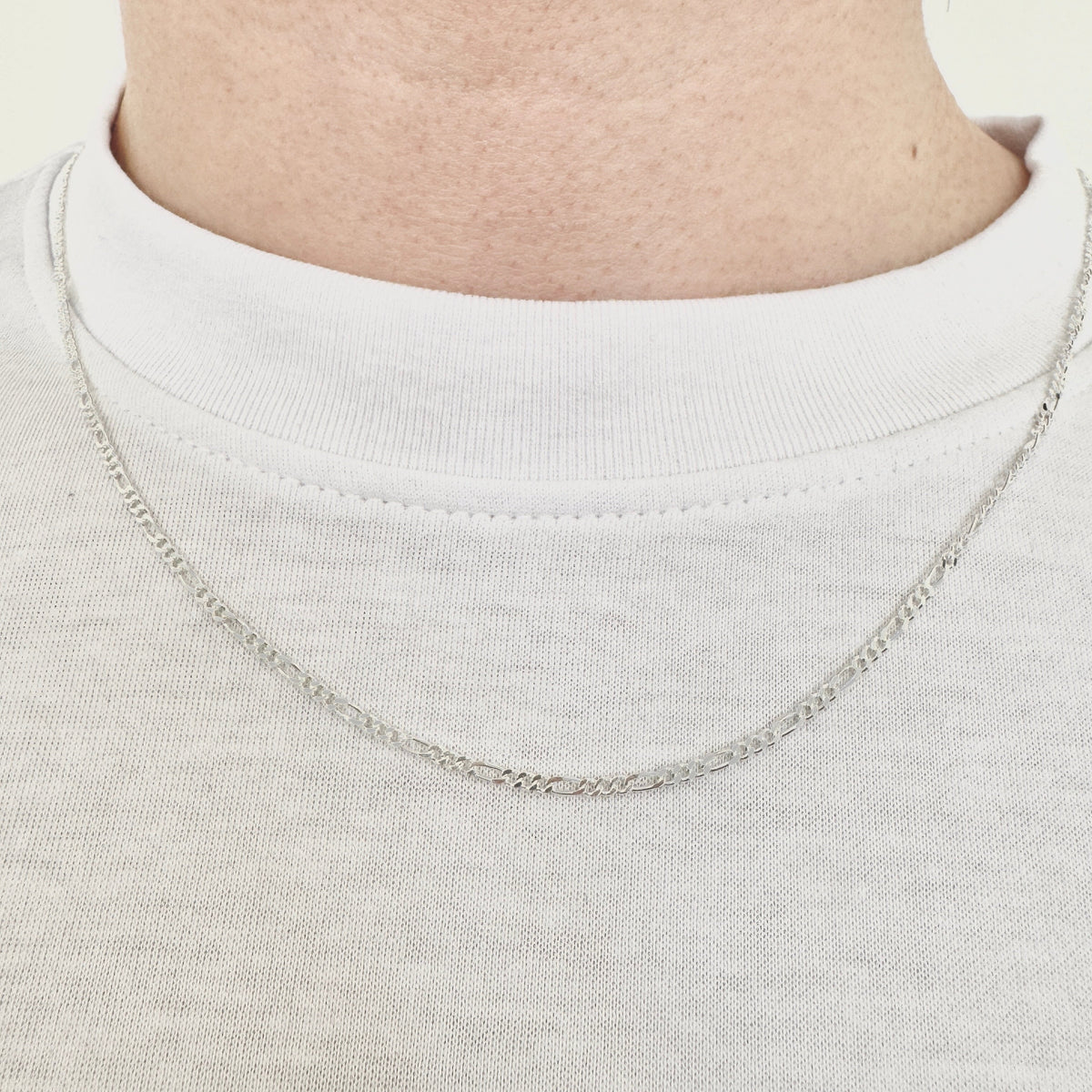925 Sterling Silver 1.5mm Fine Figaro Chain