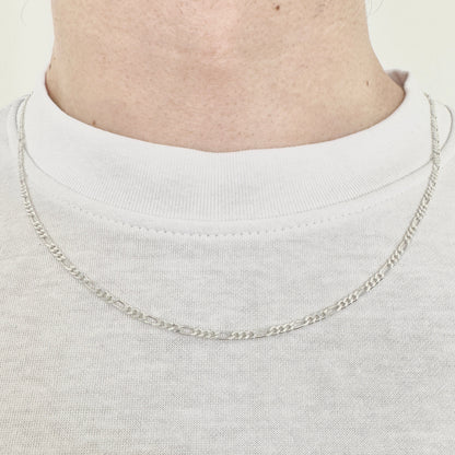 925 Sterling Silver 2mm Fine Figaro Chain