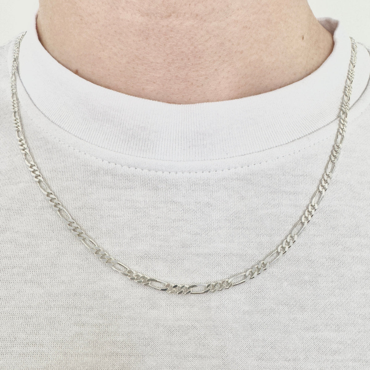 925 Sterling Silver 3mm Fine Figaro Chain