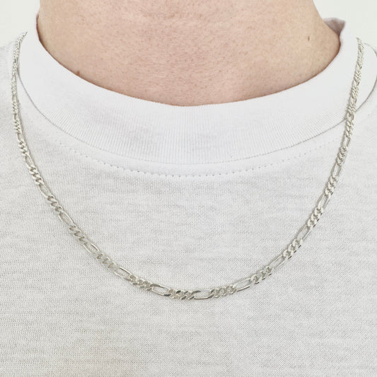 925 Sterling Silver 3mm Fine Figaro Chain