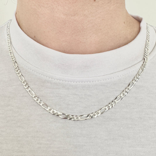 925 Sterling Silver 4mm Fine Figaro Chain