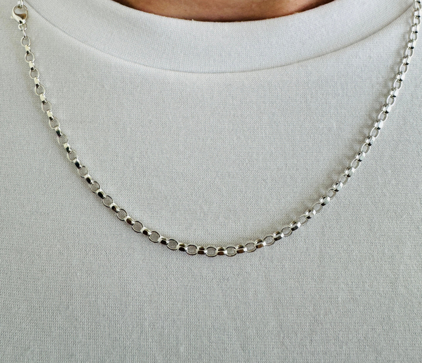925 Sterling Silver 2.5mm Oval Rolo Belcher Chain