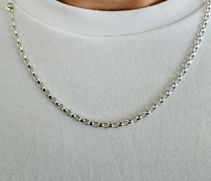 925 Sterling Silver 2.5mm Oval Rolo Belcher Chain