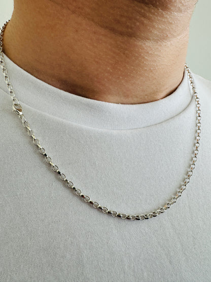 925 Sterling Silver 2.5mm Oval Rolo Belcher Chain