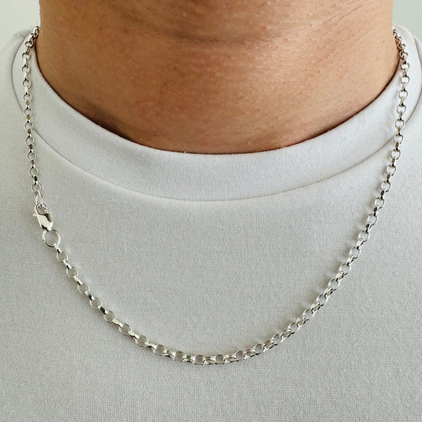925 Sterling Silver 3.5mm Oval Rolo Belcher Chain