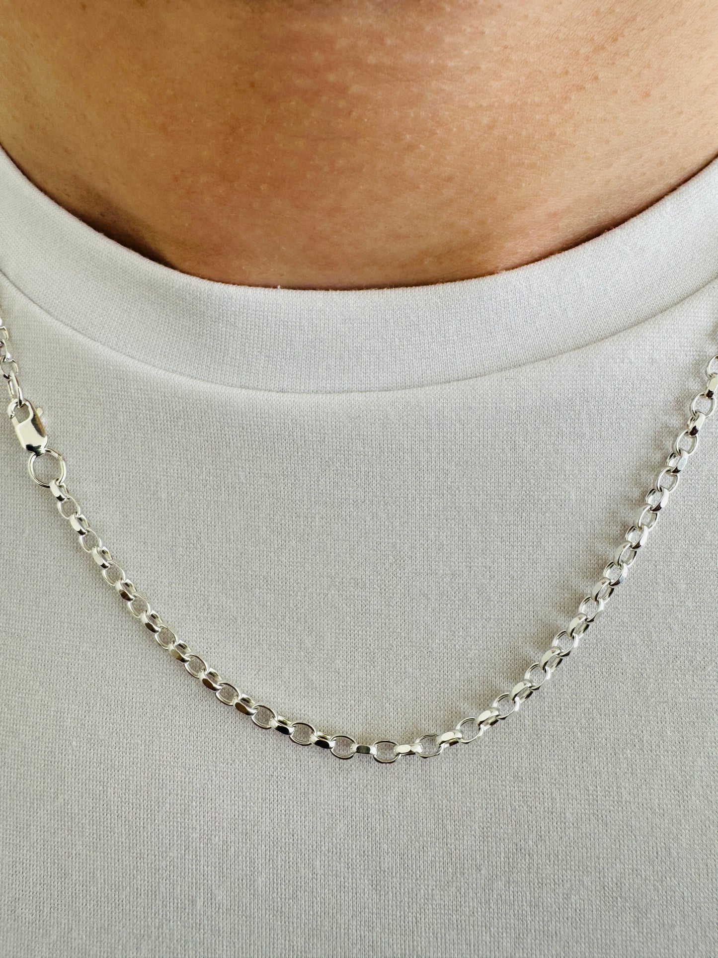 925 Sterling Silver 3.5mm Oval Rolo Belcher Chain