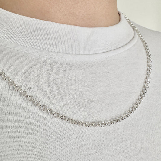 925 Sterling Silver 3mm Round Belcher Chain