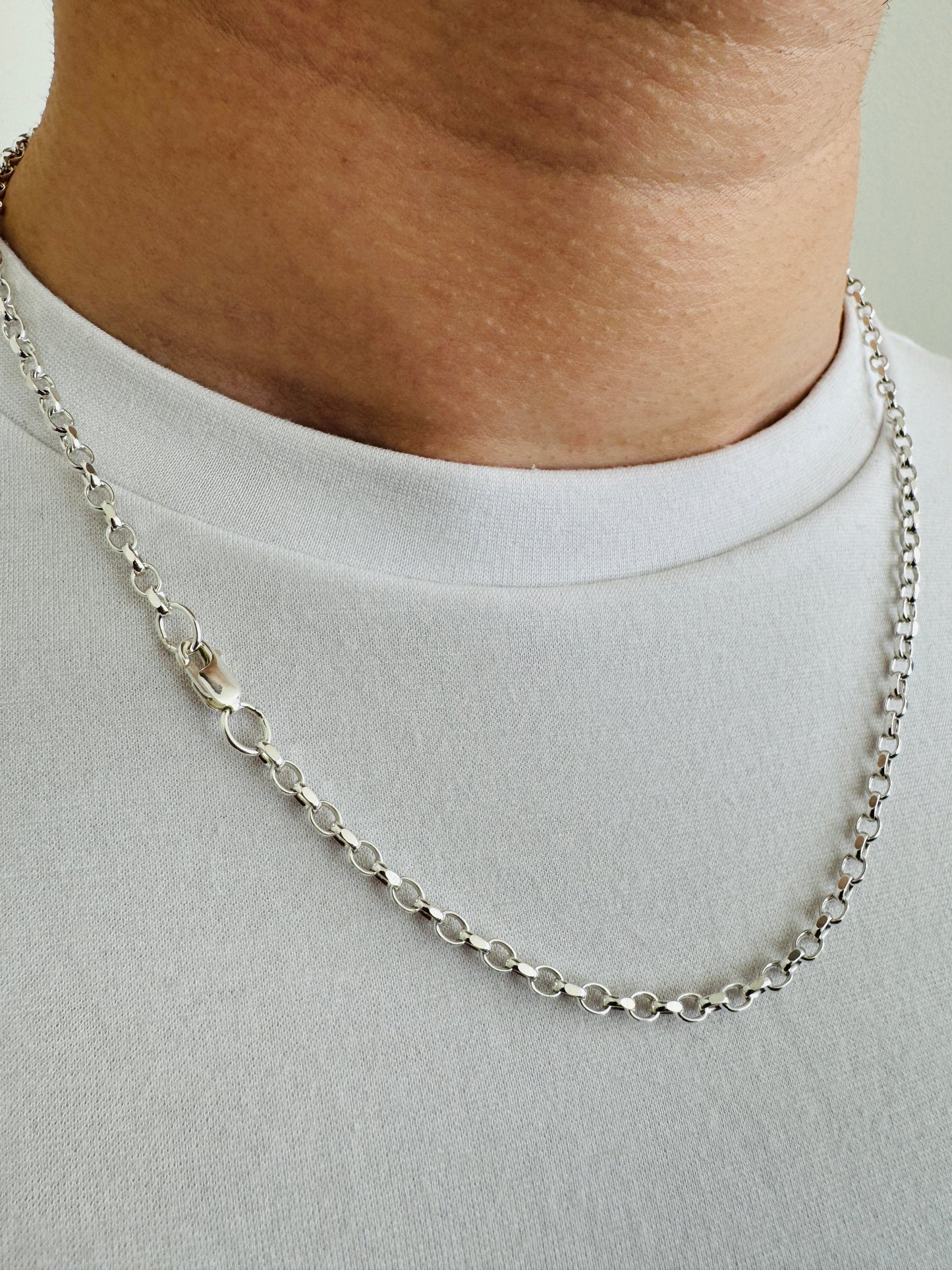 925 Sterling Silver 3.5mm Oval Rolo Belcher Chain