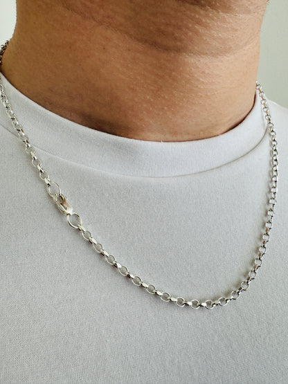 925 Sterling Silver 3.5mm Oval Rolo Belcher Chain