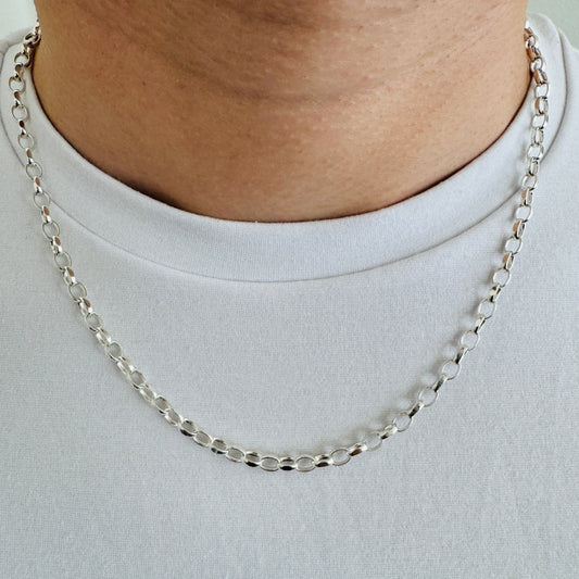 925 Sterling Silver 4.5mm Oval Rolo Belcher Chain