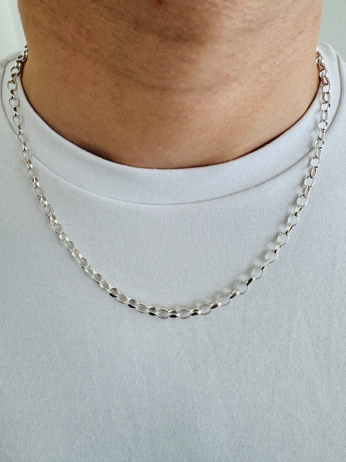 925 Sterling Silver 4.5mm Oval Rolo Belcher Chain