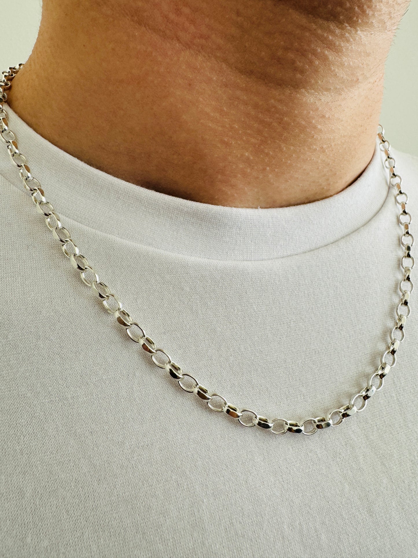 925 Sterling Silver 4.5mm Oval Rolo Belcher Chain