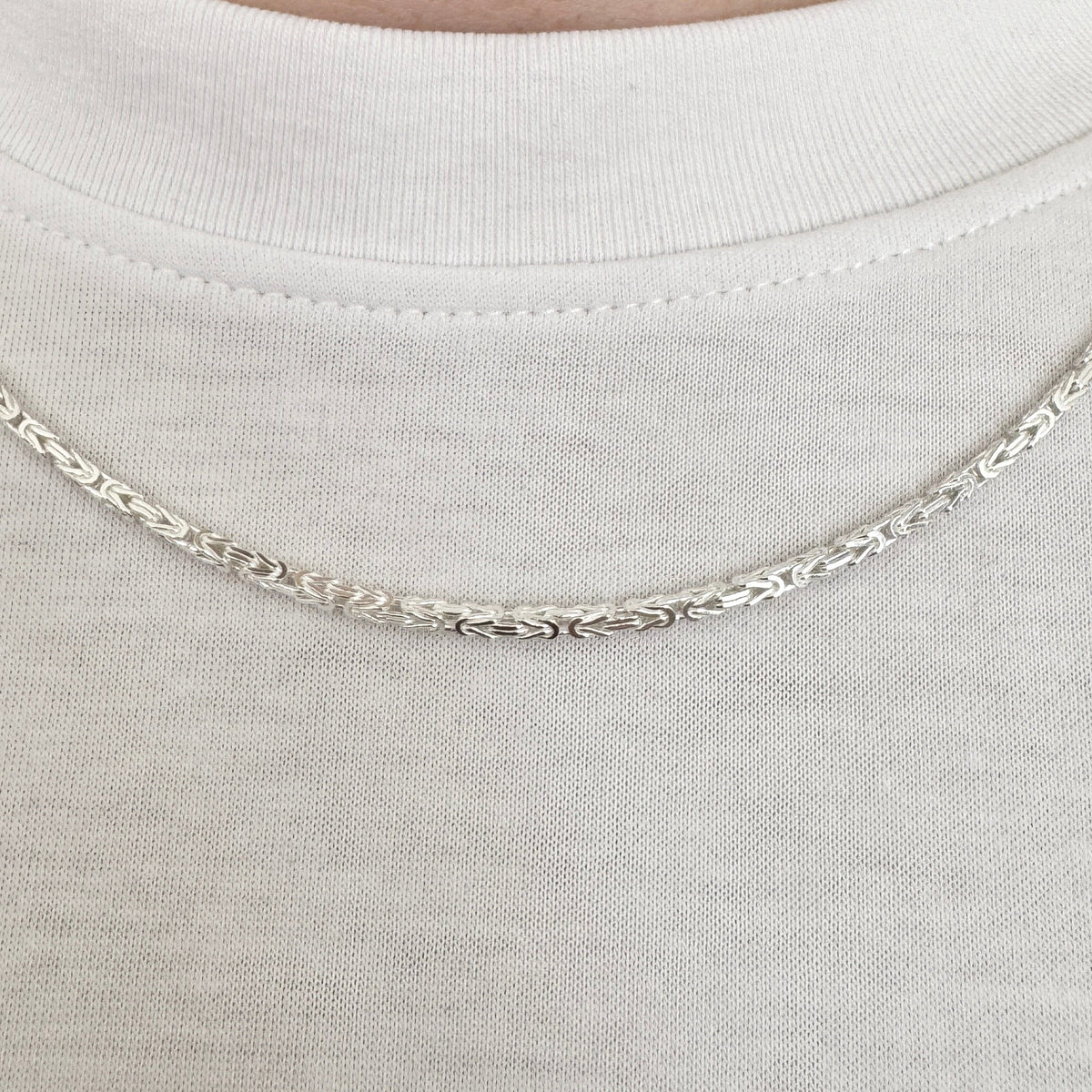 925 Sterling Silver Mens 2mm Square Byzantine Chain
