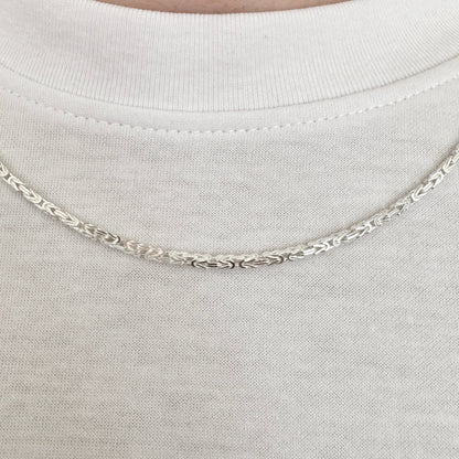 925 Sterling Silver Mens 2mm Square Byzantine Chain