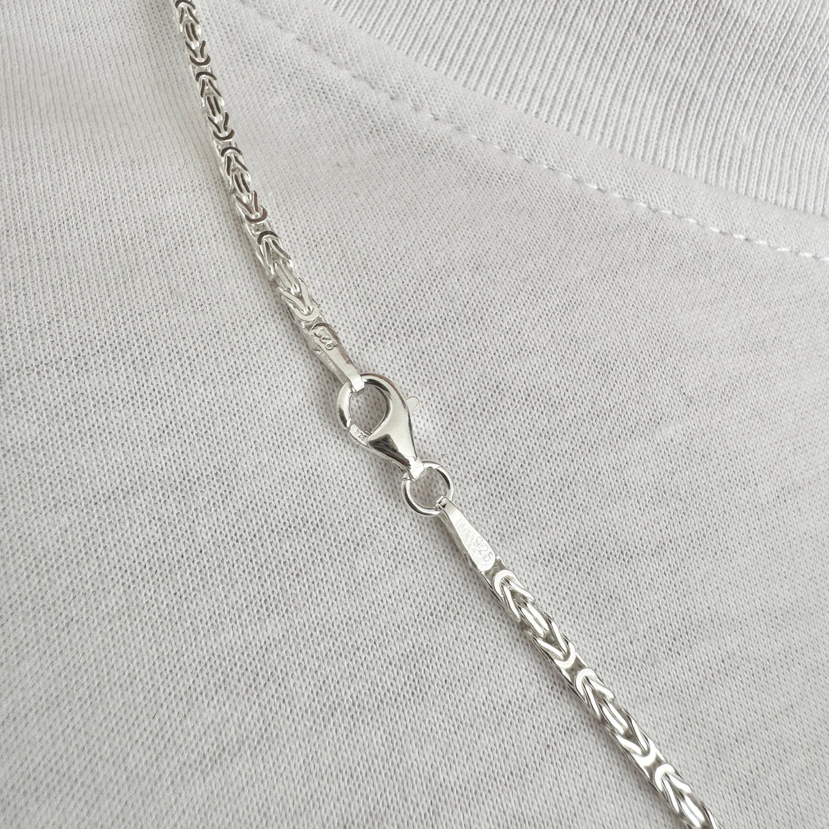 925 Sterling Silver Mens 2mm Square Byzantine Chain