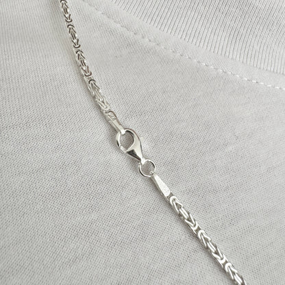 925 Sterling Silver Mens 2mm Square Byzantine Chain