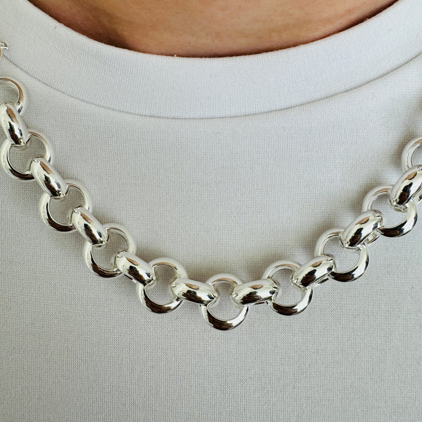 925 Sterling Silver 12mm Round Rolo Belcher Chain