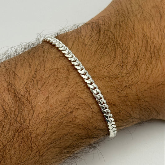 925 Sterling Silver 4mm Miami Cuban Bracelet 8 Inch